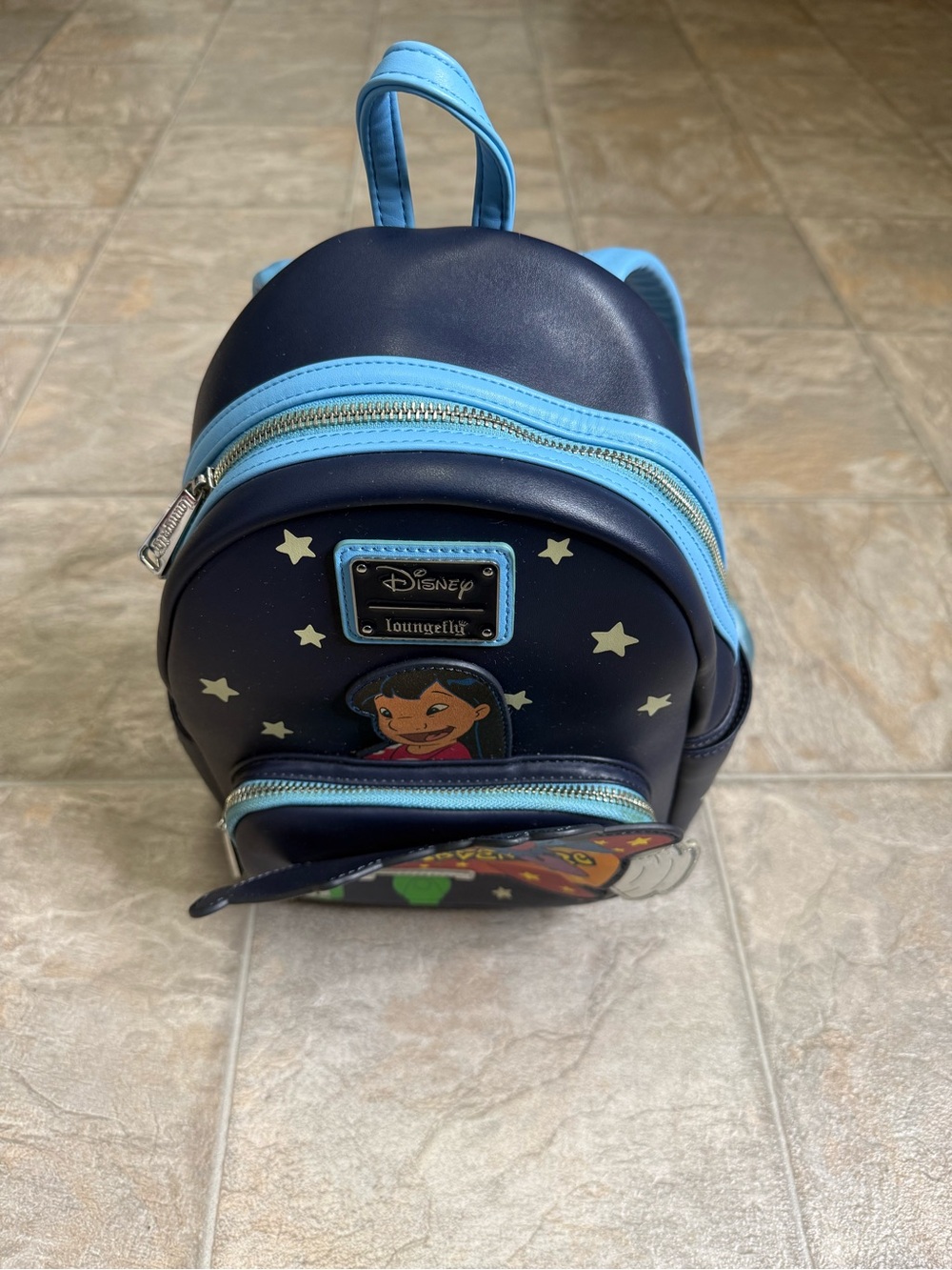 Loungefly Lilo & Stitch Space Adventure Mini Backpack Size Small Blue Preowned